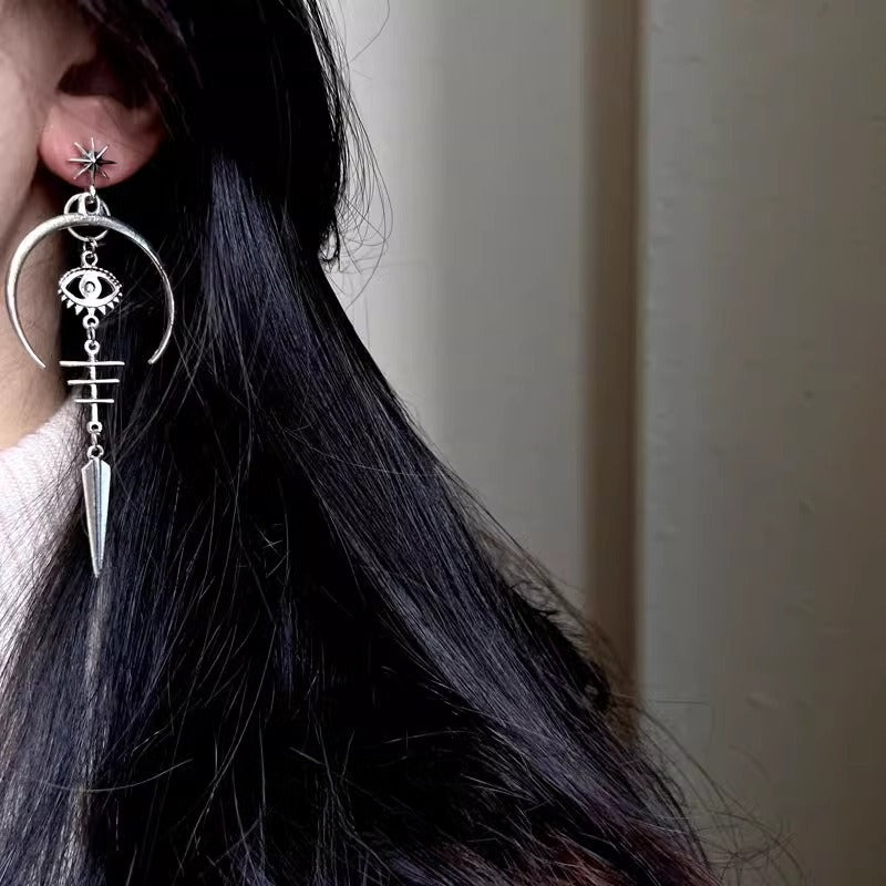 Wholesale Punk Rock Halloween Goth Devil Eyes Silver Plated Earrings
